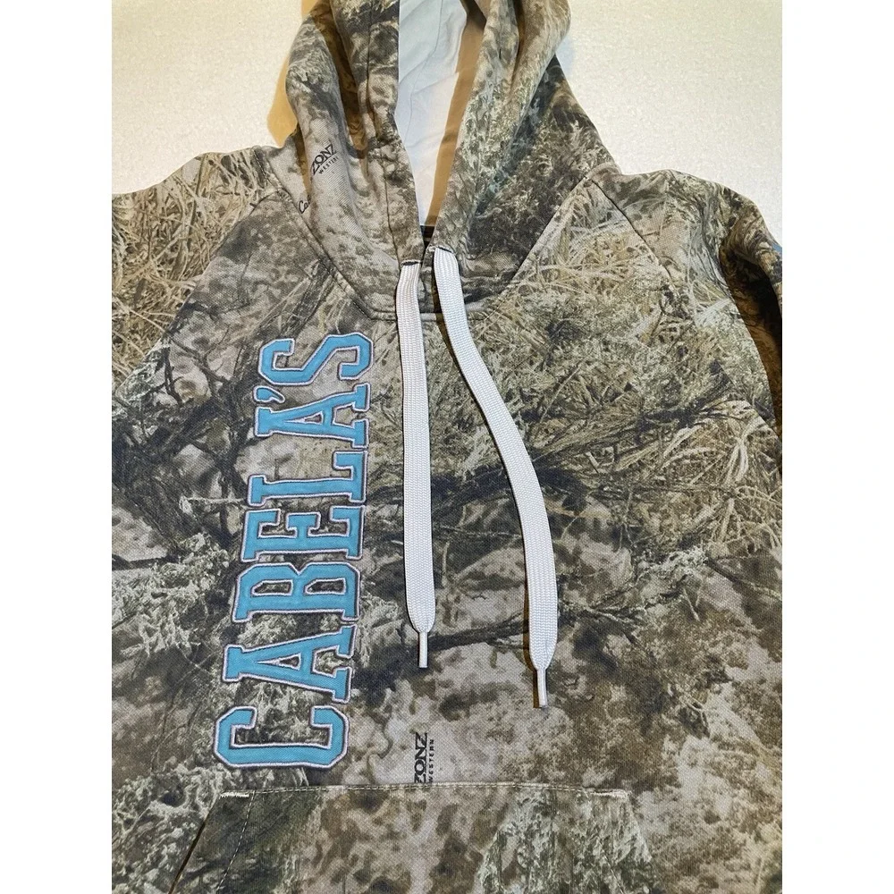 Camo Hoodie‎ Desert Shadow Camouflage Pullover Cabela's Size Small Hunting Y2K